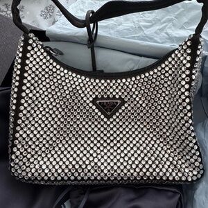 Prada Black and Silver Crystal Shoulder Bag